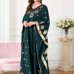Kimono abaya femme, col rond, manches longues.
