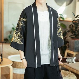 kimono dragon doré pour femme
