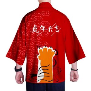 chemise kimono homme rouge