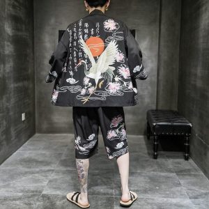 ensemble kimono homme fleuri