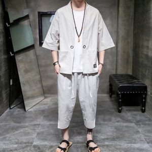 kimono japonais avec pantalon assorti