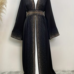 Kimono abaya femme uni, léger avec poches, élégant
