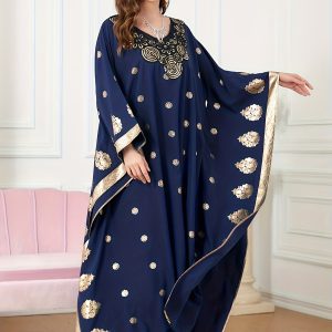 Kimono abaya femme, col rond, manches longues élégantes.