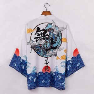haori japonais grue