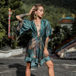 kimono court femme soie
