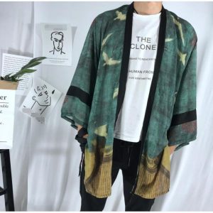 kimono de plage vert homme