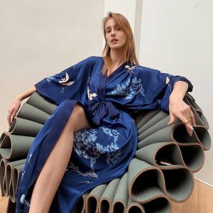 kimono femme bleu nuit