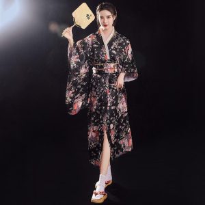 kimono japonais femme noir