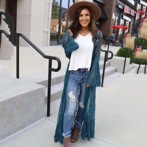 kimono long en dentelle