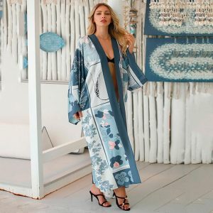 kimono long imprimé femme