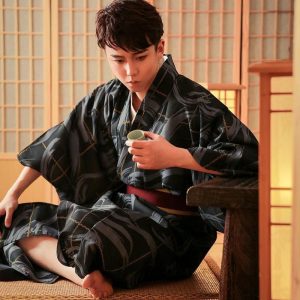 kimono noir pour homme style japonais