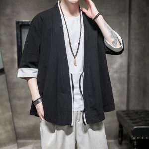 kimono streetwear homme noir