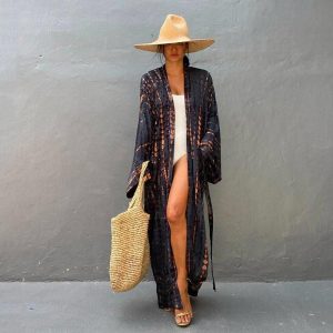 long kimono noir femme