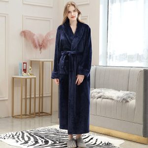 peignoir bleu femme