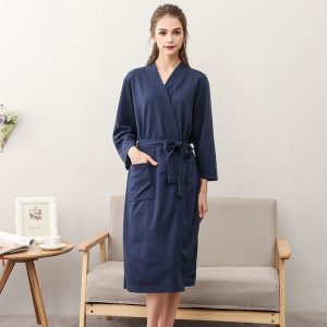 peignoir de bain femme bleu marine