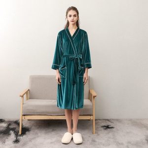 peignoir de bain femme vert