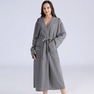 peignoir de bain gris femme