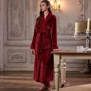 peignoir de bain rouge femme