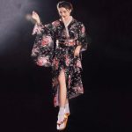 robe japonaise noire pour femme