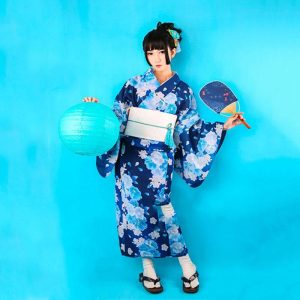 robe kimono japonais bleu