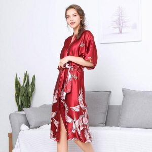 robe kimono longue rouge