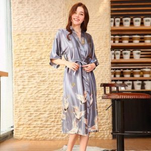 robe kimono longue satin