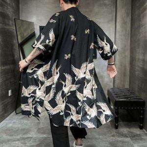 veste kimono homme grue