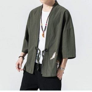 veste kimono japonais vert