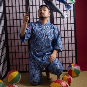 yukata homme bleu